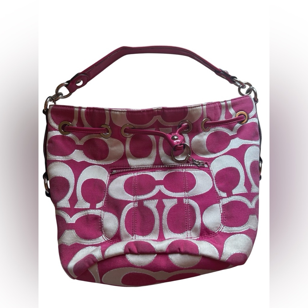 Coach Poppy Pink and White Bag